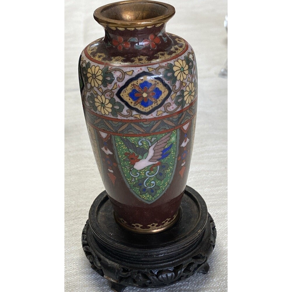 Antique Bronze Floral Toned Japanese Cloisonné Vase from 1846-1923